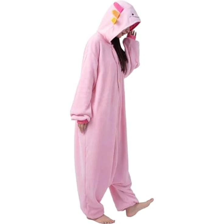 Metamorph Axolotl Kigurumi, Fleece Overall für Kinder und Jugendliche, bequemer Einteiler, Größen L und M – Bild 8