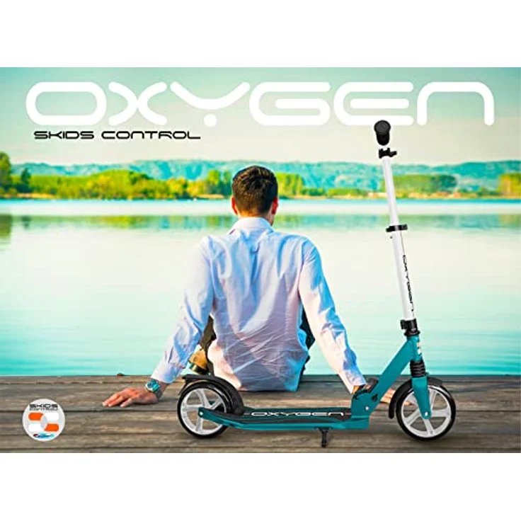 Skids Control Oxygen 2-Rad Kinderroller, Faltbar mit Fußbremse, Schwarz/Blaugrün aus Aluminium – Bild 2