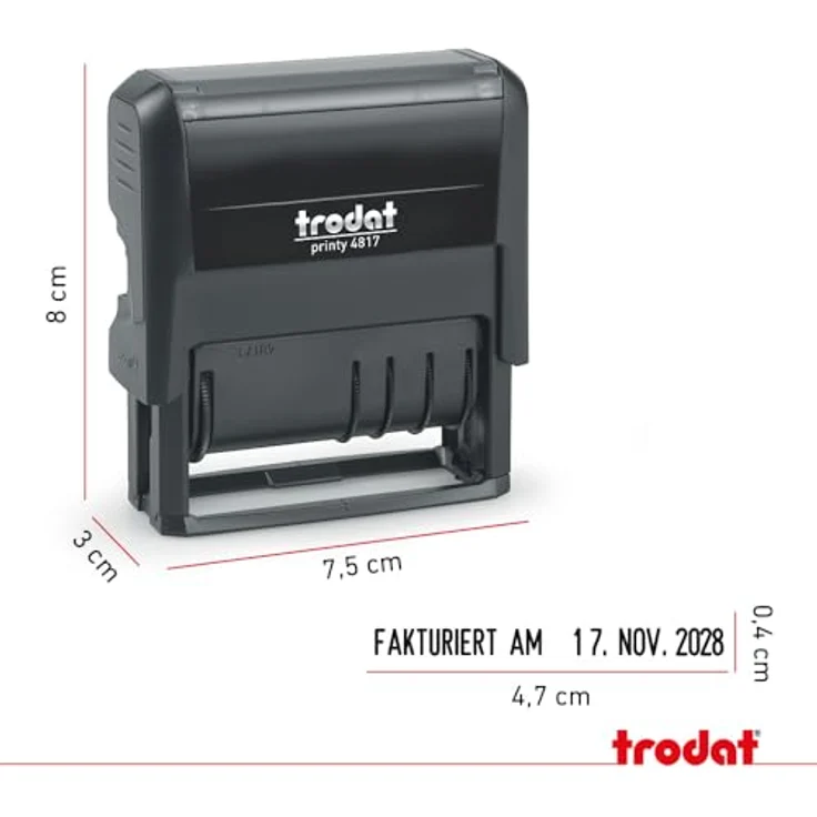 trodat Datumstempel printy dater 4817, selbstfärbend schwarz, dokumentenecht, wechselbares Kissen, 1 Zeile – Bild 2