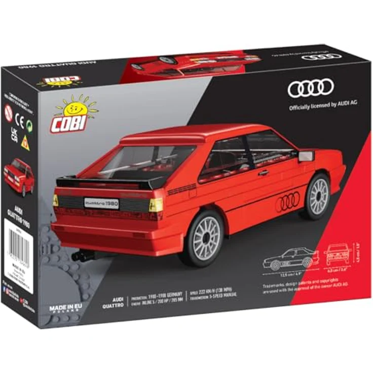 COBI Audi Quattro (1980), Modellfahrzeug im Maßstab 1:35, rot, Bausteine made in EU – Bild 4