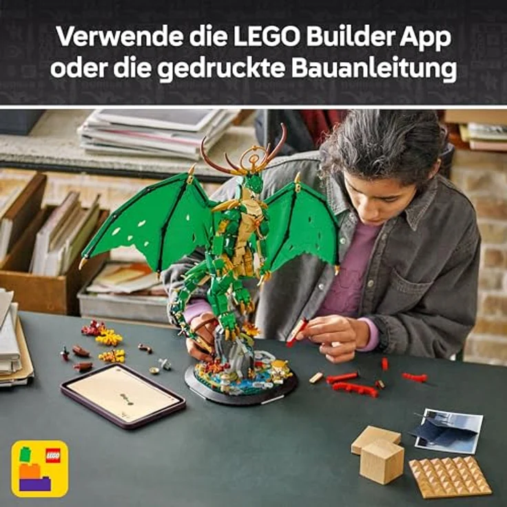 LEGO Ninjago 71847 Der Wächterdrache Bausatz, 48 cm Modell mit beweglichem Drachen und Meister Wu Minifigur, Mehrfarbig – Bild 6