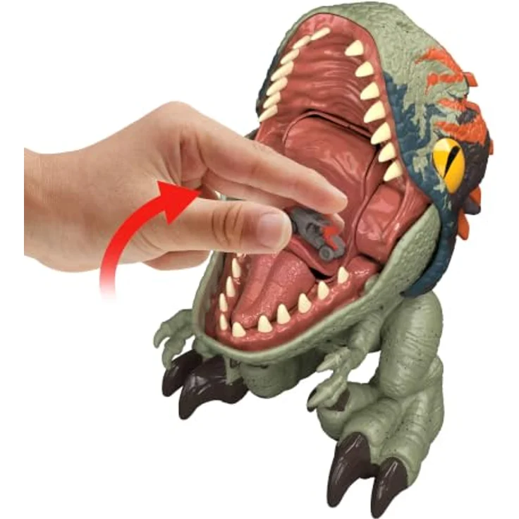 Mattel Jurassic World Dino-Attacke Velociraptor-Dinosaurier, interaktiver Fütter- und Ausspuck-Mechanismus, inkl. Zubehör, 4 Jahre, mehrfarbig, Kunststoff – Bild 3