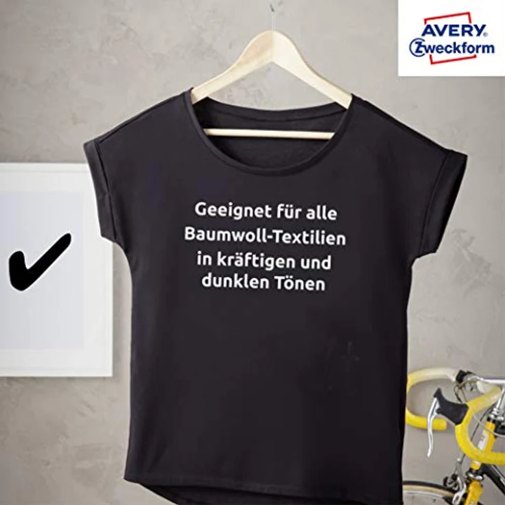 AVERY Zweckform MD1004 8 Textilfolien, T-Shirt selbst gestalten, T-Shirt bedrucken (Bügelfolie, farbige Textilien, DIN A4, bedruckbare T-Shirt Folie zum Aufbügeln, Transferfolie für Inkjet-Drucker) – Bild 5