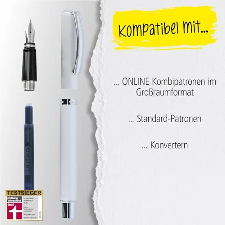 Online Pen Vision Füllhalter, eleganter Füllfederhalter aus mattiertem Aluminium mit Iridum-M-Feder in Geschenkbox – Bild 5