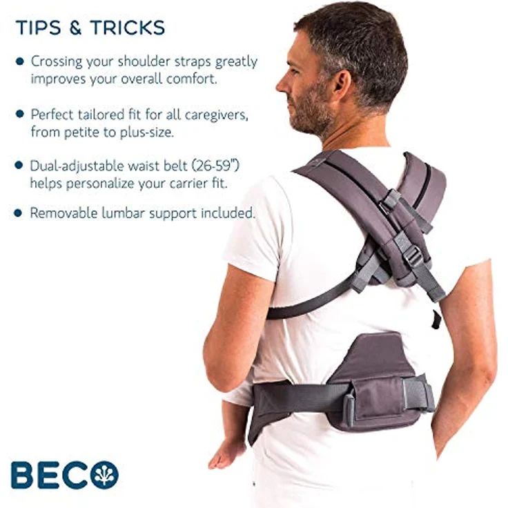 Beco 8 Babytrage Neugeborene ab Geburt bis Kleinkind - Hybrid Baby Trage mit verstellbarem Sitz - Babytrage ab Geburt - Ergonomischer Baby Tragegurt & Baby Carrier - 3,2-20 kg (Aquamarine) – Bild 9