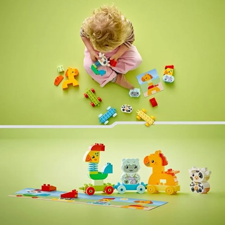 LEGO DUPLO Tierzug, Zug-Spielzeug mit Rädern, kreative Tierfiguren zum Bauen und Umbauen, Lernspielzeug für Kleinkinder, Geburtstagsgeschenk für Tiere liebenden Mädchen und Jungen ab 1 ½ Jahren 10412 – Bild 4