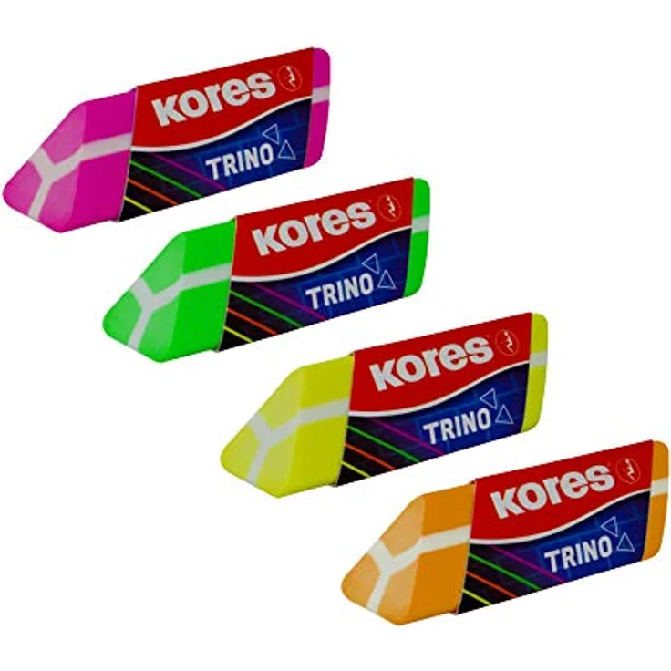 Kores Trino, Farbiger Dreieckiger PVC Radierer, ungiftig und kinderfreundlich, 60 x 20 x 18 mm, 2 Stück Packung – Bild 2