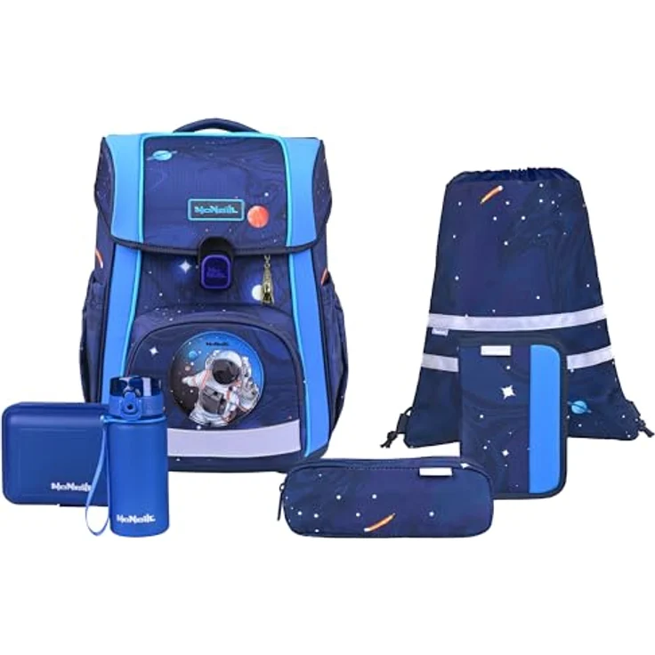 McNeill Schulranzen Bravo (8-tlg), Polyurethan, Space, 21 l Volumen, mit Beckengurt und Rückenpolsterung – Bild 2