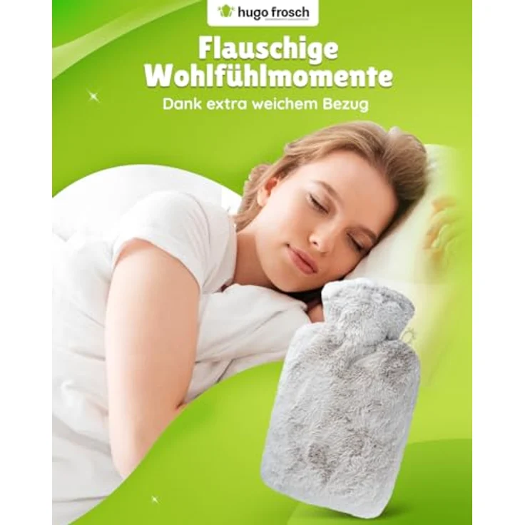 FROSCH Wärmflasche, taupe, abnehmbarer Bezug aus weichem Microfasermaterial, 33 x 20 x 5 cm – Bild 2