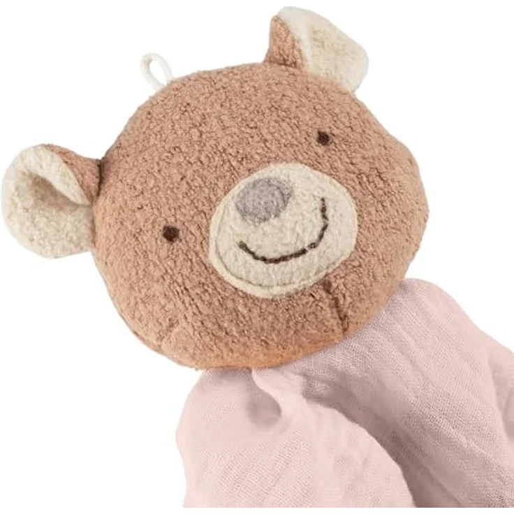 Sigikid Schnuffeltuch sigibaby, Kuscheltuch aus Musselin und Teddyplüsch, 32 cm, rosa – Bild 3