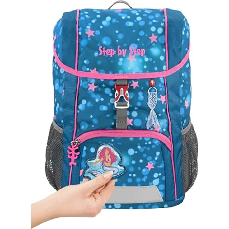 Step by Step Rucksack-Set Kid „Mermaid Lola“, mit Sitzkissen, ergonomischer Mini-Ranzen mit abnehmbarem Brustgurt, für Kindergarten, Vorschule und Freizeit, 13 l, blau - rosa – Bild 4