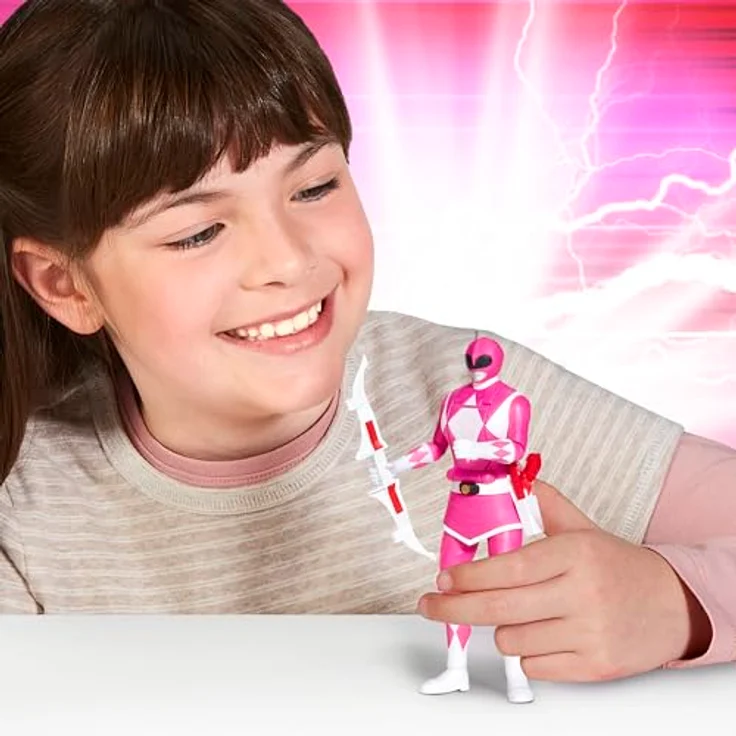 Playmates Mighty Morphin Power Rangers PINK Ranger Auto-Morphin Action Figure mit Power Bow und Blade Blaster, 20 Gelenkpunkte, 1993 Re-Ignition Edition – Bild 2