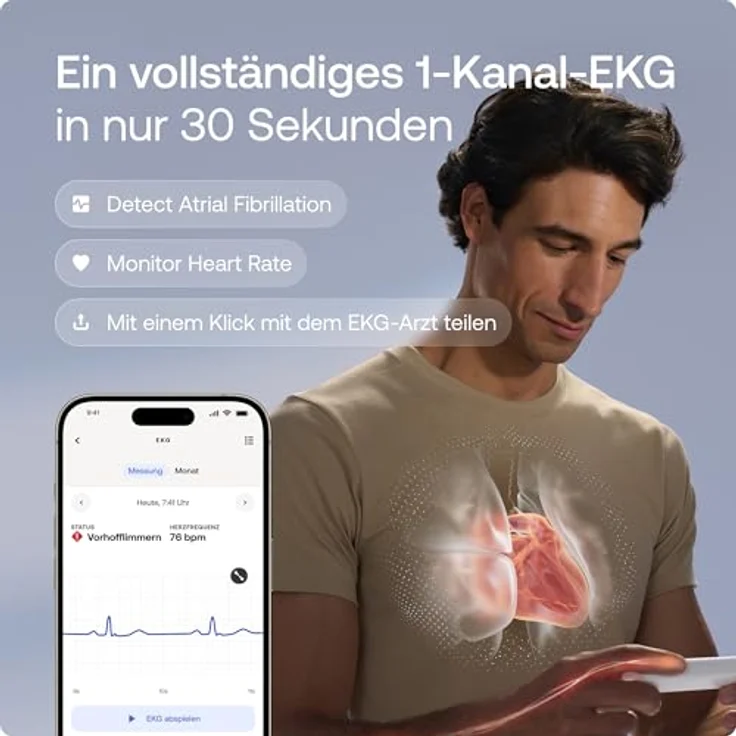 Withings BeamO – Kontaktloses digitales Smart Thermometer mit Fiebererkennung, 4-in-1 MultiScan, EKG, Pulsoximeter und digitalem Stethoskop, für Kinder & Erwachsene, Multi-User, Familiengesundheit – Bild 5