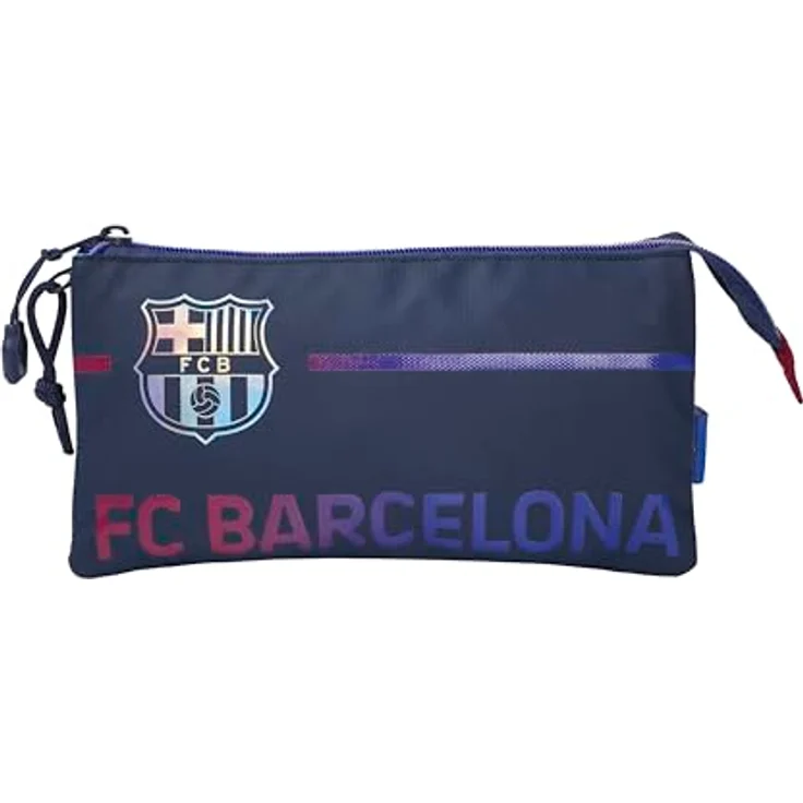 CYPBRANDS Unisex-Kinder-Etui, Dreifaches Federmäppchen mit 5 Fächern, Blaugrana, Größe M – Bild 1