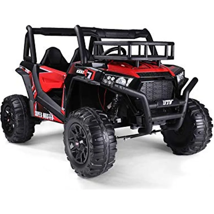 RIRICAR Kinder elektroauto 24V UTV, rot, Elektro Buggy für Kinder 2 sitzer mit 2,4 GHz Fernbedienung, 2 x 200 W Motor, Eva-Räder, gepolsterter Sitz, USB, SD-Karte, Elektro Buggy UTV MX ab 3-8 Jahre – Bild 1