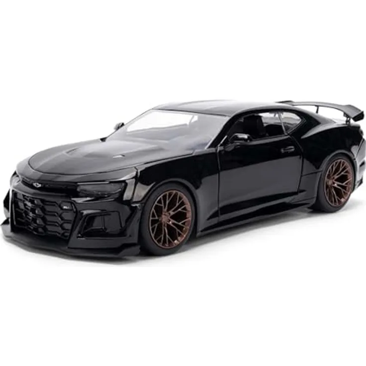 Jada Fast&Furious 2024 Chevrolet Camaro, Modellfahrzeug im Maßstab 1:24, schwarze Farbgebung, detaillierte Nachbildung mit zu öffnenden Türen