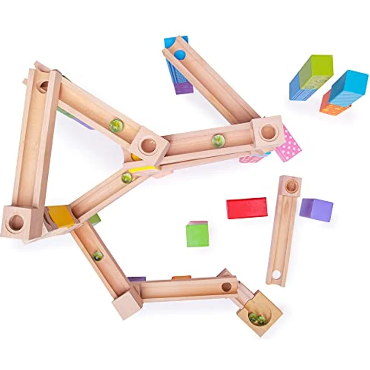 Bigjigs Toys Kugelbahn, 53-teilig, aus hochwertigen Werkstoffen, ab 3 Jahren – Bild 3