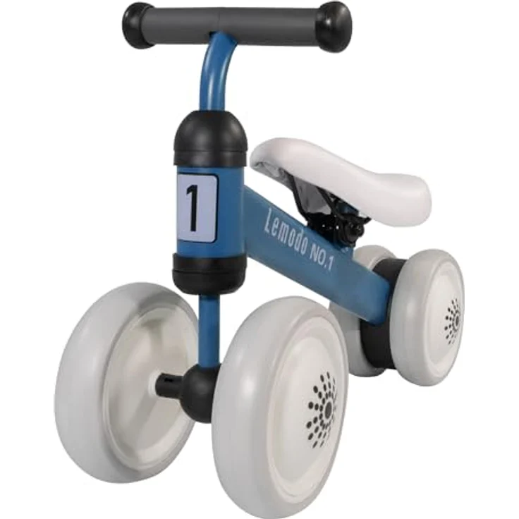 Lemodo Laufrad blau, Lauflernrad für Kinder ab 1 Jahr, Stabiler Metallrahmen, Balance Fahrrad ohne Pedale, Mini Laufrad mit 4 Rädern, max. Belastung 50kg – Bild 1