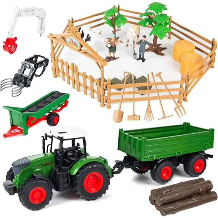 COIL Spielzeug-Traktor Tierfarm, 1:24 Modell: 3902, 45-teiliges Set, ab 3 Jahren