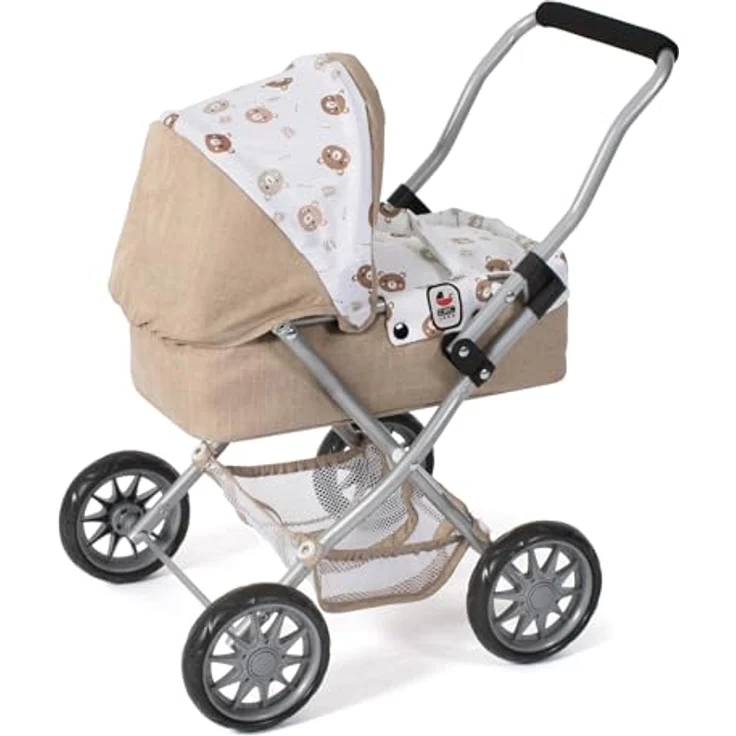 Bayer Chic 2000 - Puppenwagen Smarty, Mini-Puppenwagen für Kinder ab 2 Jahren, Bärchen beige, mit herausnehmbarer Tragetasche – Bild 3