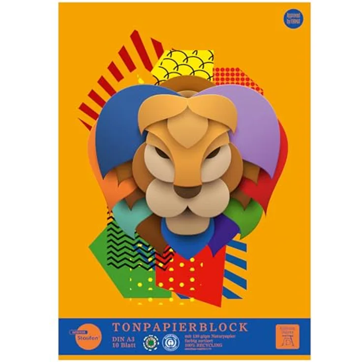 Staufen Lumart Tonpapierblock 2 Stück à 10 Blatt, DIN A3, 130 g/m², 10 Farben, umweltfreundlich