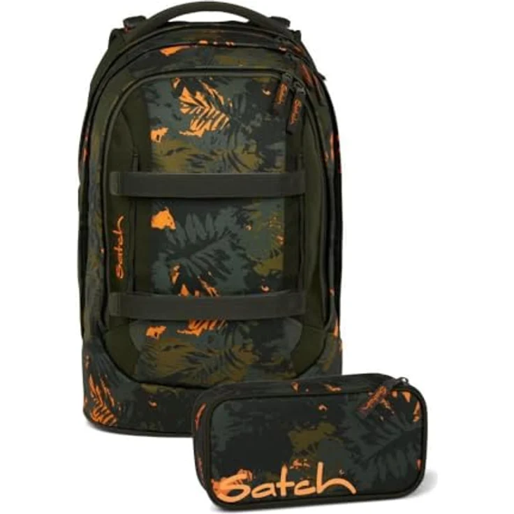 Satch pack Schulrucksack Set 2tlg. inkl. Schlamperbox (Jurassic Jungle), 30 Liter Volumen, 3D Soft-Mesh Rückensystem, Organizerfach mit Geodreieck und Stundenplan – Bild 1