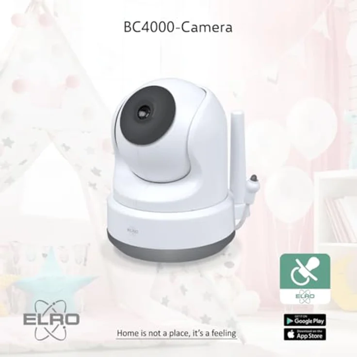 ELRO BC4000-C Full HD Extra Baby Kamera Babyphone Royale, 1080P-Full-HD-Kamera, Pan-/Tiltfunktion, Nachtsicht, dezentes Nachtlicht – Bild 2