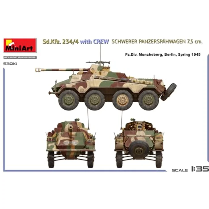 MiniArt Sd.Kfz. 234/4, Modellbausatz 1:35 mit 7,5 cm Kanone und 4 Besatzungsfiguren, detaillierte Nachbildung mit Fotoätzteilen und 4 Decal-Optionen – Bild 3