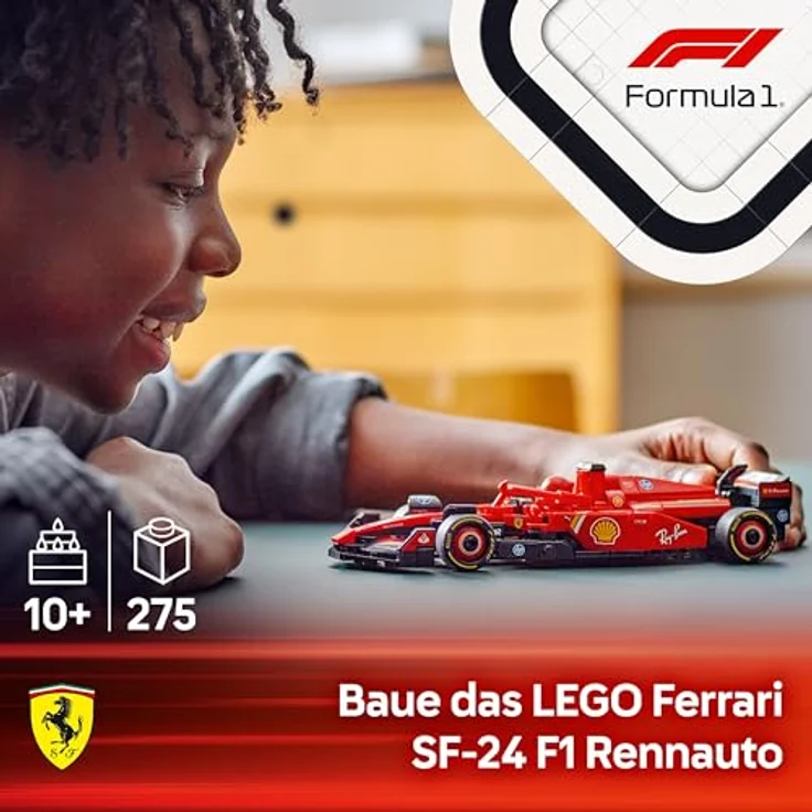 LEGO Speed Champions Ferrari SF-24 F1 Rennauto, rotes Modellauto mit Fahrer Minifigur, Spielzeug für Jungen und Mädchen ab 10 Jahren, ideal als Vatertagsgeschenk 77242 – Bild 2