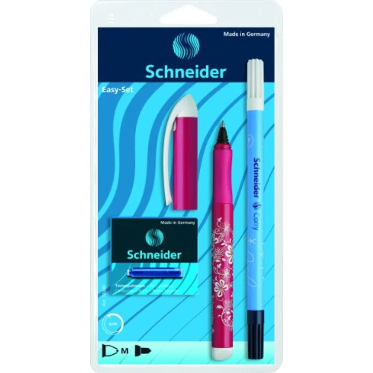 SCHNEIDER NOVUS Füllhalter Patronenroller Easy Ball mit Tintenlöscher + 6 Patronen, blau – Bild 2