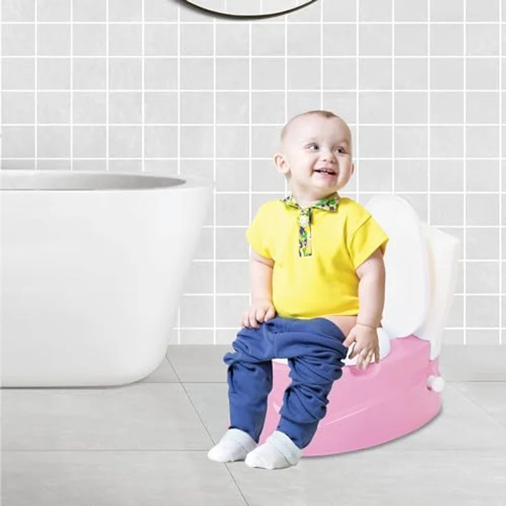 Lemodo Toilettentrainer Töpfchen für Kinder ab 18 Monaten mit Musik, herausnehmbarer Innenbehälter, pink/blau/grau – Bild 7