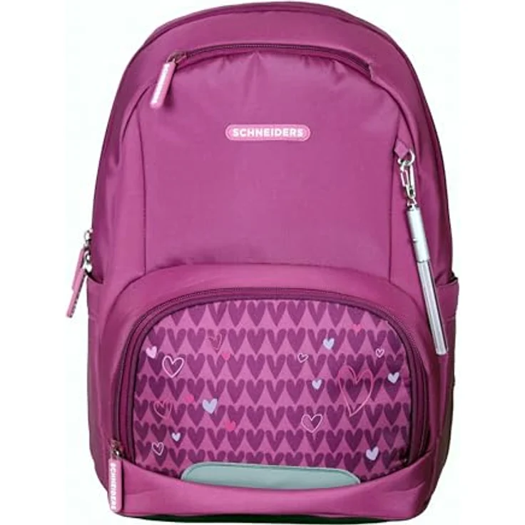 Schneiders Vienna Ergojet Purple Hearts, ergonomischer Schulranzen aus 100% recycelten PET-Flaschen, 21 Liter Volumen, mit LED-Leuchtstab und 6-teiligem Set – Bild 3