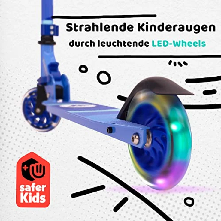 Apollo Scooter LED - Moonracer | City Scooter Kinder mit Federung | City Roller für Kinder klappbar | Tretroller Kinder ab 4 Jahre | sportlicher Cityroller | verstellbar, perfekt als Kinder Roller – Bild 3