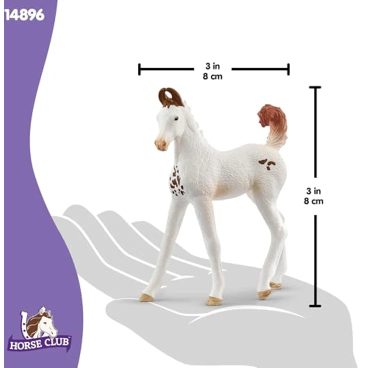 Schleich Marwari Fohlen (14896) - weiß mit brauner Scheckung, 7 x 2,6 x 8,4 cm, Teil der Horse Club Reihe – Bild 3