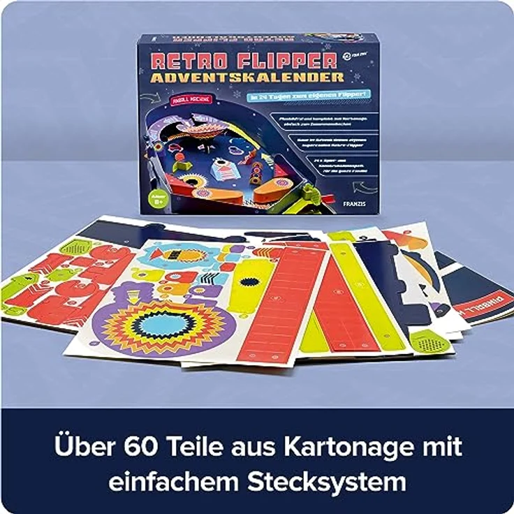 FRANZIS 67210 - Retro Flipper Adventskalender, In 24 Tagen zum eigenen, voll funktionsfähigen Flipper-Automaten, plastikfrei, für Kinder ab 8 Jahren – Bild 6