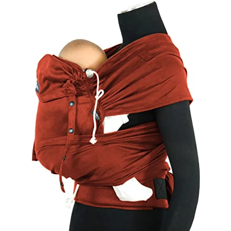 Didymos DidyKlick 4u, Babytrage Half-Buckle in Rusty Red, ergonomische Tragehilfe mit verstellbarem Bauchgurt und Kopfstütze, aus kbA-Baumwolle – Bild 3