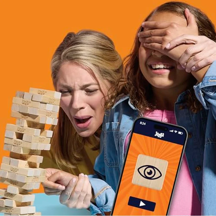 Hasbro Jenga Spiel, mit digitalem Würfel und kostenloser Web-App, klassisches Holzspiel für 2-4 Spieler, ab 6 Jahren – Bild 4