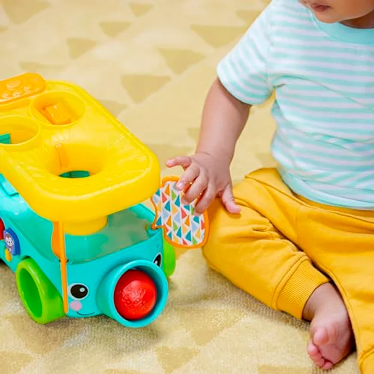 Bright Starts Pop & Roll Safari Bus, Lernspielzeug mit Licht und Sound, inklusive Bälle und Tropengeräuschen – Bild 7
