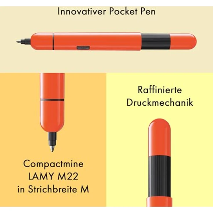 Lamy Pico, Kugelschreiber, laserorange hochglanz, ausziehbar, mit M22 Mine in Schwarz – Bild 5