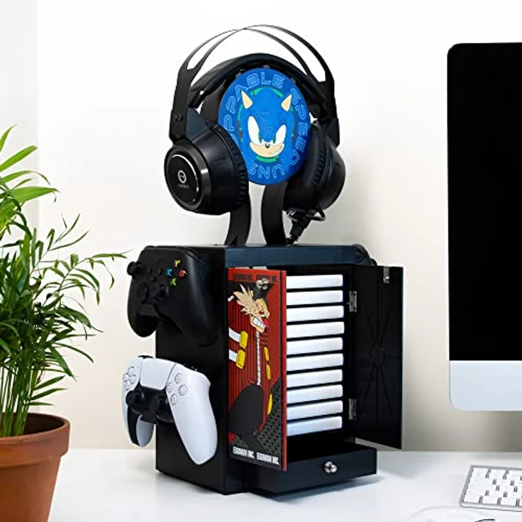 Numskull Gaming Locker SEGA - Sonic, Gamingzubehör mit Platz für 10 Spiele und Kopfhörerhalter – Bild 3