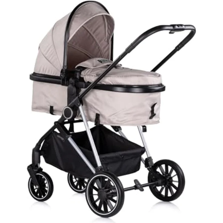 Chipolino Kinderwagen Aura 2 in 1 umbaubar Wickeltasche Sitz umkehrbar bis 22 kg, Farbe:hellbraun – Bild 2
