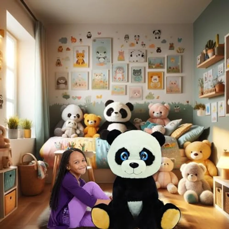TE-Trend XXL Panda Plüschtier mit funkelnden blauen Augen, 75cm, weiche Qualität, Kuscheltier für liebevolle Umarmungen- glückliche Stunden – Bild 3