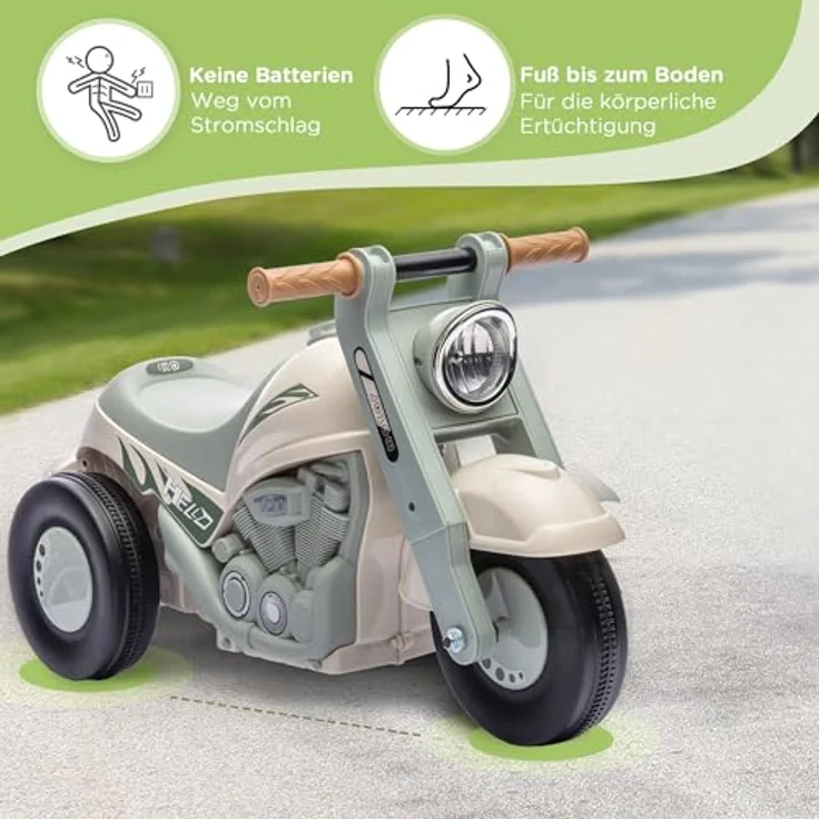 AIYAPLAY Kinder Motorrad, Rutschauto mit Musik, 1,5V Kinderauto mit Blasen, Dreirad Kindermotorrad für Kinder 2-5 Jahre, bis 30 kg belastbar, Cremeweiß – Bild 4