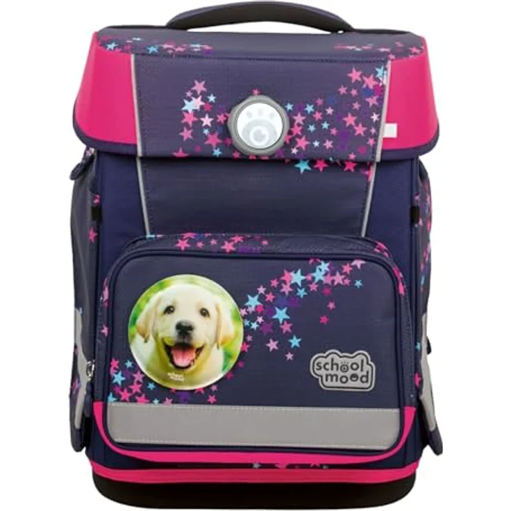 SCHOOL-MOOD Schulranzenset Champion Maxx Leni (Hund) 7-teilig, Grundschule Schulrucksack mit großem Hauptfach und retroreflektierenden Flächen, wasserundurchlässigem Boden und fixierbarem Turnbeutel – Bild 2