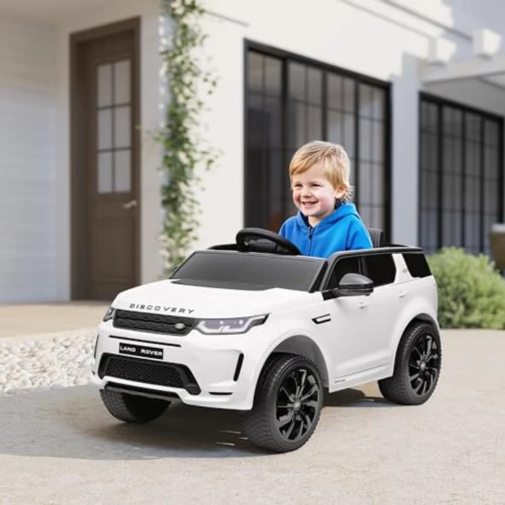 AIYAPLAY Kinder Elektroauto 12V Land Rover Discovery Sport Kinderauto mit 2,4G Fernbedienung, Musik, Hupe, LED-Lichtern, Weiß – Bild 2