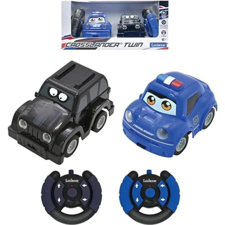 Lexibook Crosslander Twin - Police Car and Thief Car Set (RC12), ferngesteuerte Spielzeugautos mit Lenkrad-Fernbedienung und integrierten Soundeffekten, bis zu 12 km/h – Bild 1