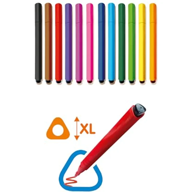 SES Creative Triangular Malstifte, Ergonomische Dreikant-Buntstifte in leuchtenden Farben, waschbar, für kleine Künstler – Bild 2