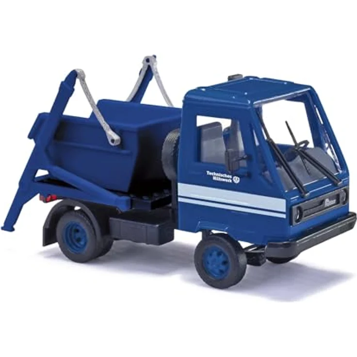 Busch 42235 H0 Multicar M26, Einsatzfahrzeug mit Absetzkipper in Blau, THW-Version