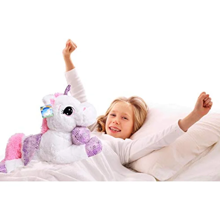 TE-Trend Einhorn Kuscheltier Plüschtier 45cm Weiß mit Lila Glitzerhorn für magische Spielzeit und fantasievolle Abenteuer - Preisvergleich – Bild 5
