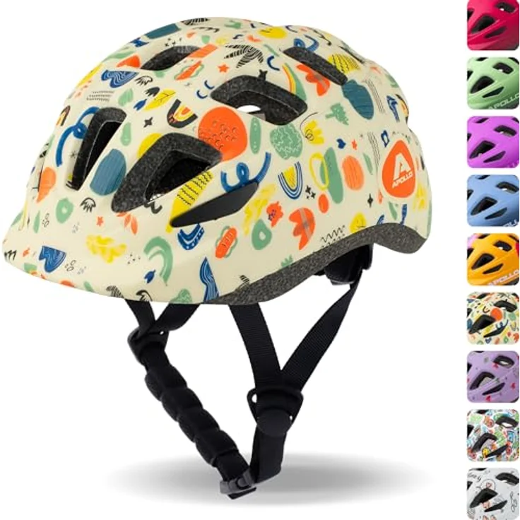 Apollo Kinder Fahrradhelm, Multisport Helm für Kinder & Jugendliche, verstellbar, ab Größe 48, für Fahrrad & Roller, trendy Farben & coole Muster, integrierter Reflektor – Bild 1